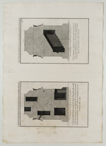Seite mit zwei Darstellungen: Zwei verschiedene Schnitte durch Piedestal und Basis der Trajanssäule