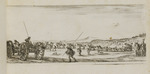 Soldaten und von Pferden gezogene Kanonen in einer Ebene