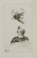 Profil einer alten Frau und Büste eines alten Mannes mit Turban