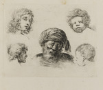 Kopfstudien von einem alten Mann mit Turban, zwei jungen Männern und zwei Kindern