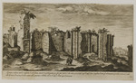 Blick von Südwesten auf die Caracalla-Thermen mit Schafherde davor