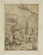 Zeichner vor antiken Ruinen