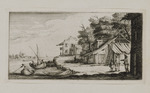 Flusslandschaft mit Booten und Häusern am Ufer