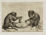 Zwei Austern essende Affen