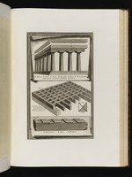 Drei Diagramme dorischer Tempelkonstruktion: Gebälk und dessen Balkenkonstruktion