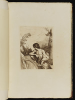 Johannes der Täufer fängt Wasser, das aus einem Felsen fließt, in einer Schale auf