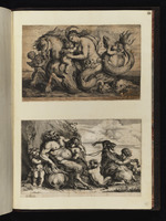 186. | Venus sur un Hippopotame / Le Dieu Pan avec un bouc à la lisière | le même. [Theod. van Kessel fec.]