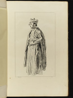 Junger Mann mit Hut und Pelzmantel, nach links gewandt