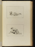 Oben: Auf dem Bauch liegender Soldat, den Kopf in die Hände gestützt; unten: Kniender, nach vorn gebeugter Soldat