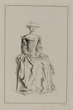 Sitzende Frau mit Hut, die Hände in den Schoß gelegt