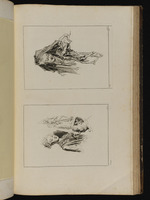 Oben: Büste einer jungen Frau mit Schleier; unten: Halbfigur einer jungen Frau, Kopf eines Mannes mit Mütze im Profil nach links und sitzende Frau mit Kopftuch