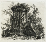 Vignette mit einem Piedestal mit figürlichen Reliefs