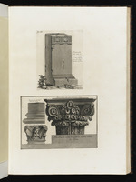 Seite mit zwei Darstellungen: Piedstal in Cori und Überreste antiker Bauwerke