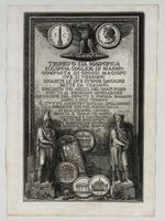 Titelblatt: Trophäe, oder großartige, aus großen Marmorblöcken zusammengefügte spiralförmige Säule auf denen die zwei von Trajan geführten Dakerkriege zu sehen sind