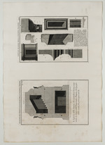 Seite mit zwei Darstellungen: Schnitt durch Piedestal und Basis der Trajanssäule und Architekturdetails