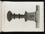 Kandelaber mit Akanthusblättern und Relief einer Statue, Frontansicht
