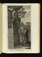 Der Hl. Nilus kniet vor einem Kruzifix