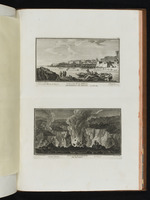 Oben: Ansicht Neapels mit dem Palazzo Reale, Santa Maria degli Angeli und dem Castel dell’Ovo; unten: Ansicht des Vesuvkraters