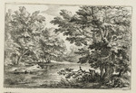 Landschaft mit zwei Männern an einem See