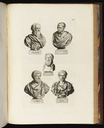 Fünf Büsten, darunter Socrates, Lucius Verus und Geta