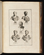 Fünf Büsten, darunter Gordian III., Seneca und Geta