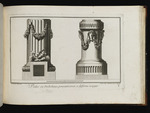 Ofen in Form eines Säulenstumpfes mit Girlanden und Tauben und Piedestal mit Girlanden und Gesichtern verziert, Blatt aus der Folge Y