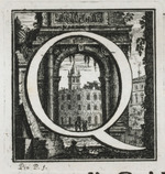 Initiale Q mit Ruine eines Torbogens